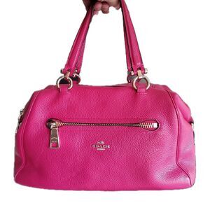 Coach Primrose Satchel 37934 Hot Pink Pebbled Leather Zip Handbag Purse No Strap